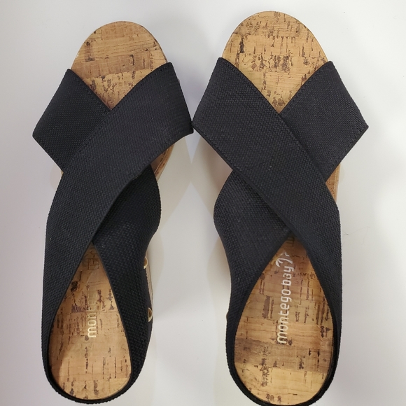 Montego Bay Club Platform Sandals Black 7.5 - Picture 2 of 8